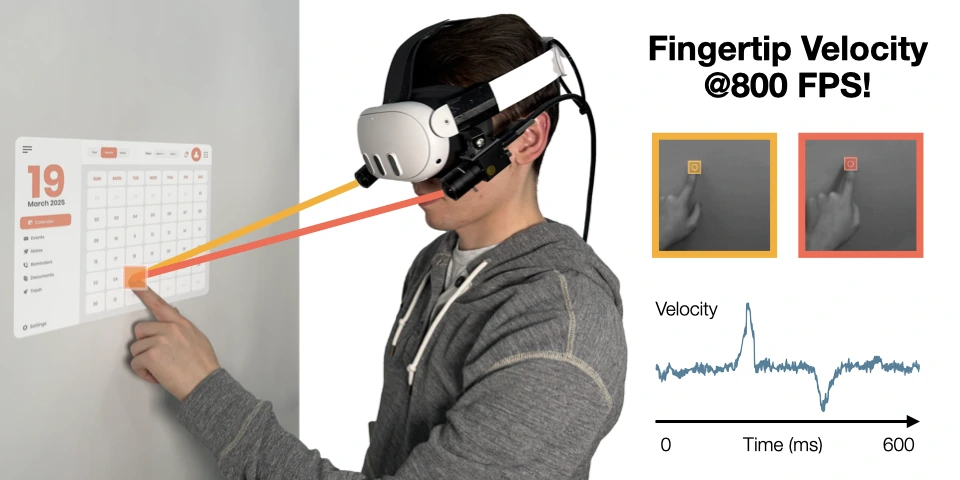 VelociTrack: Touch Input On Uninstrumented Surfaces Using High-Speed Headset Cameras